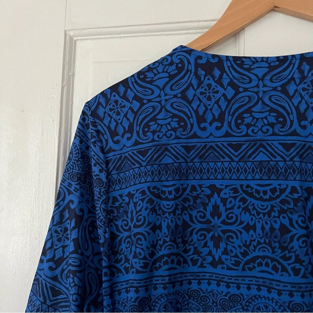 LANDS END Blue Black Patterned Coverup Size XL - Picture 6 of 8